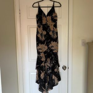 Lulus black and tan floral dress size small